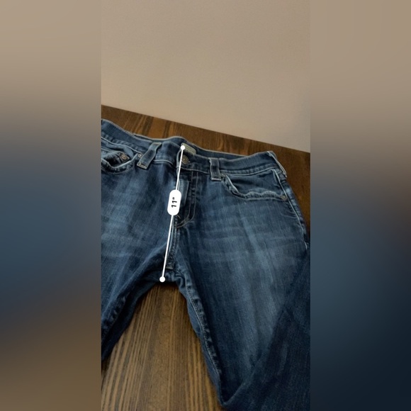 True Religion Jeans mens 34 Blue Dark Wash Ricky Relaxed Straight Fit USA GUC - Picture 12 of 15